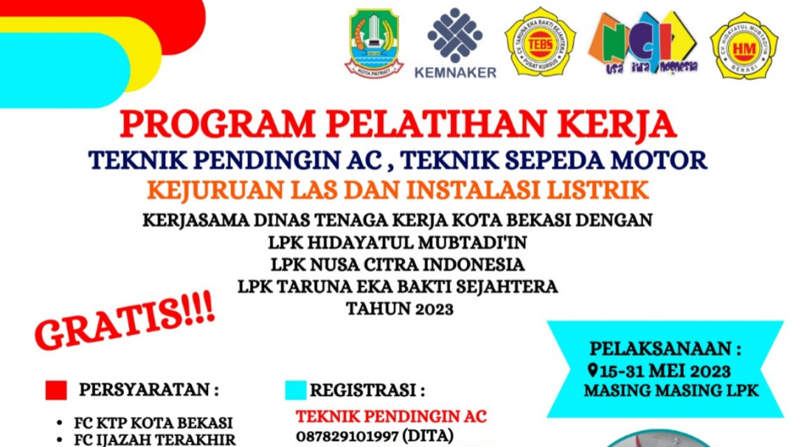 Dinas Tenaga Kerja Bekasi Buka Pelatihan Gratis untuk Pencari Kerja