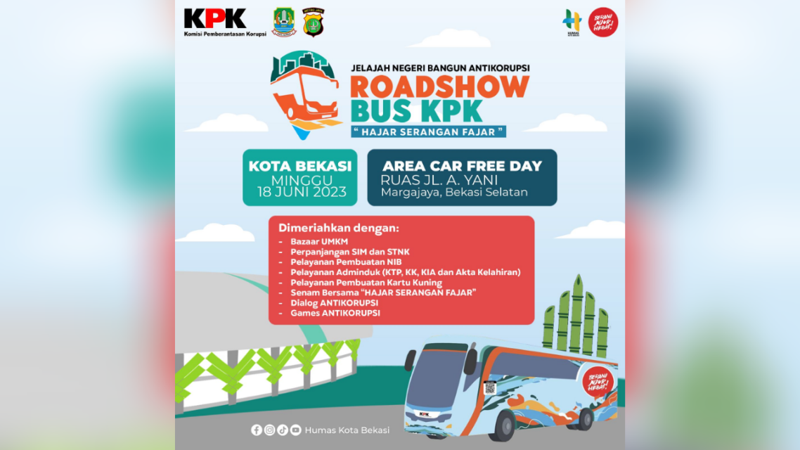 Wow, Roadshow Bus KPK Akan Hadir di Kota Bekasi