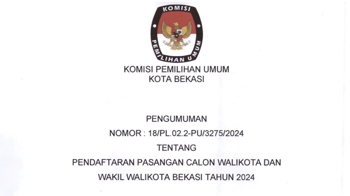 KPU Kota Bekasi Resmi Buka Pendaftaran Bapaslon Untuk Pilkada 2024
