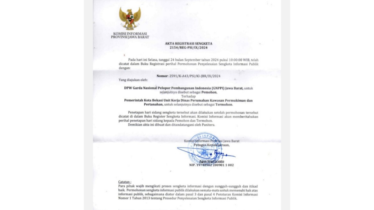 Sengketa Informasi Memanas, GNPPI vs Pemkot Bekasi