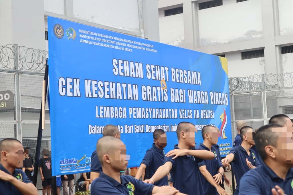 Lapas Bekasi Rayakan Hari Bakti dengan Senam dan Baksos